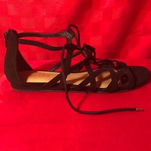 Black lace up flats